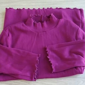 Gap lettuce hem mockneck tee pointelle knit